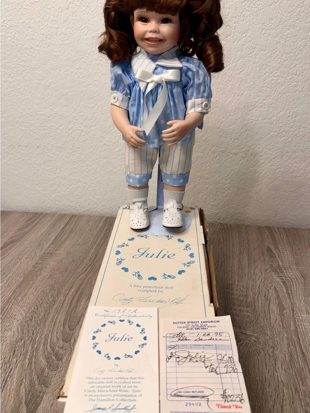 The Hamilton Collection “Julie” Porcelain Doll by Cindy Marschner Rolfe